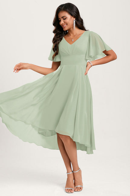 Robe Asymétrique Fluide Vert Pâle - gallery 2