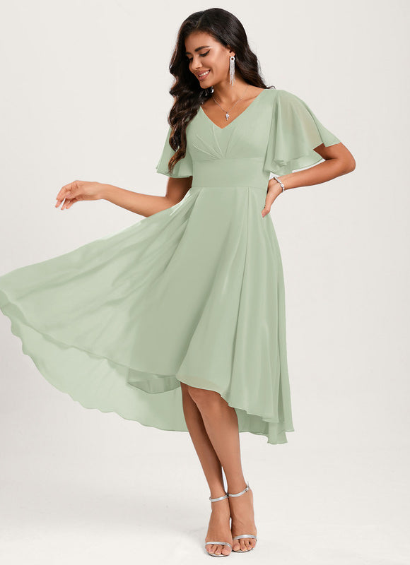 Robe Asymétrique Fluide Vert Pâle - gallery 2