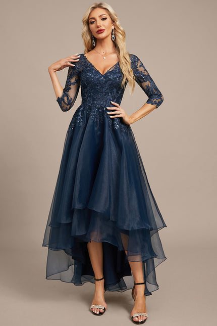 Robe Asymétrique Soirée Bleu Nuit - gallery 3