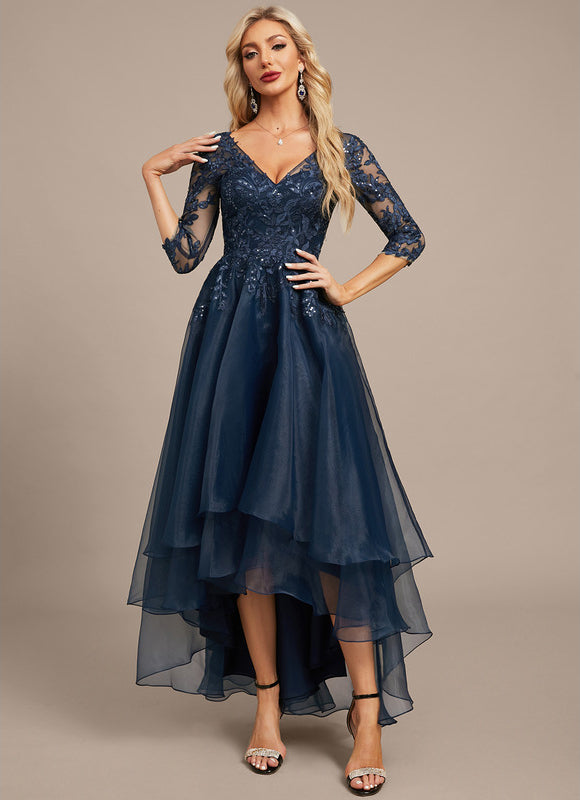 Robe Asymétrique Soirée Bleu Nuit - gallery 3