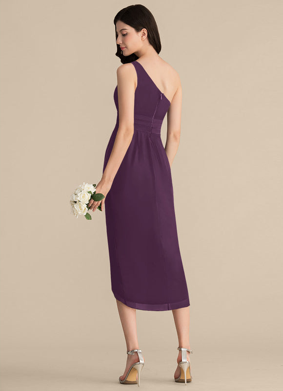 Robe Asymétrique Violet Drapée - gallery 4