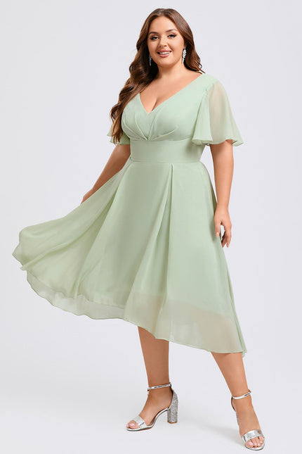 Robe Asymétrique Fluide Vert Pâle - gallery 5