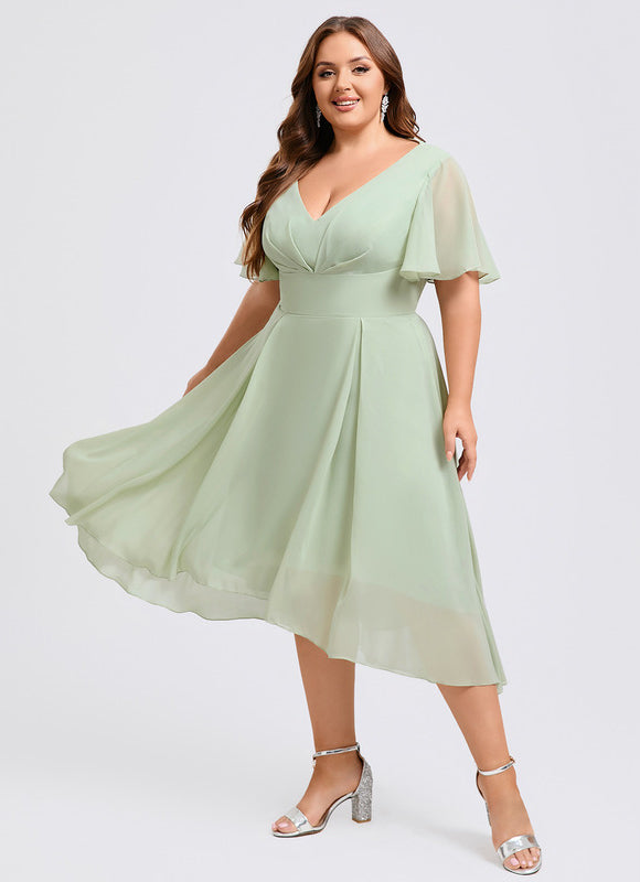 Robe Asymétrique Fluide Vert Pâle - gallery 5