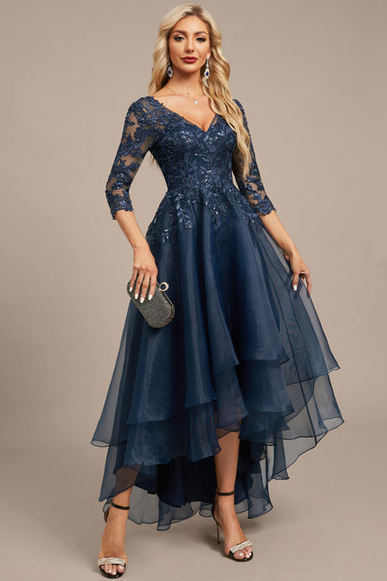 Robe Asymétrique Soirée Bleu Nuit - gallery 5