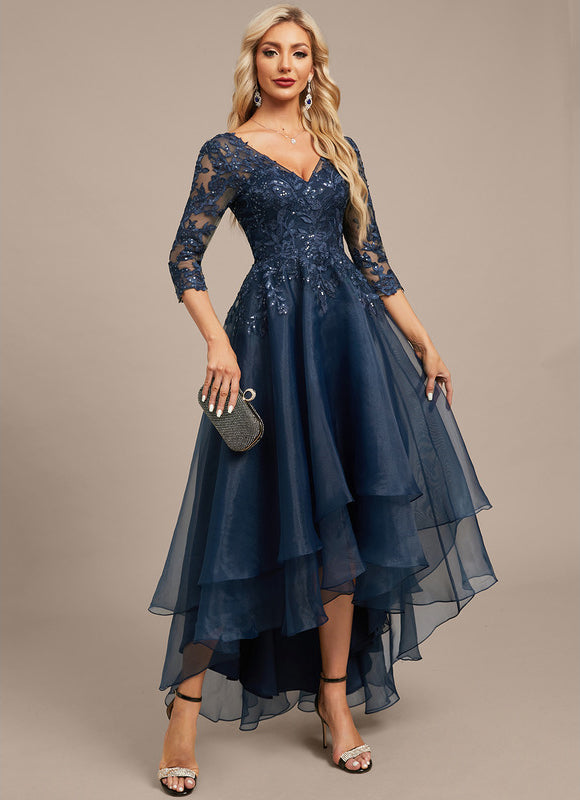 Robe Asymétrique Soirée Bleu Nuit - gallery 5