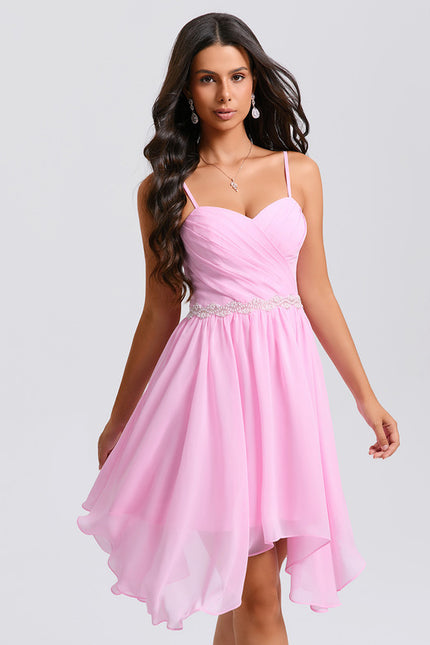 Robe Asymétrique Bal Rose Légère - gallery 2