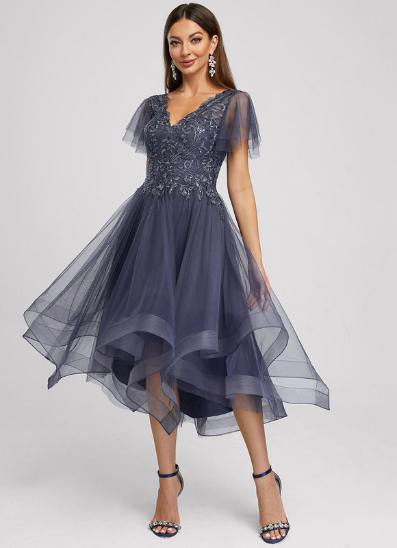 Robe Asymétrique Tulle Asymétrique Scintillante