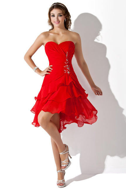 Robe Asymétrique Rouge Cascade - gallery 1