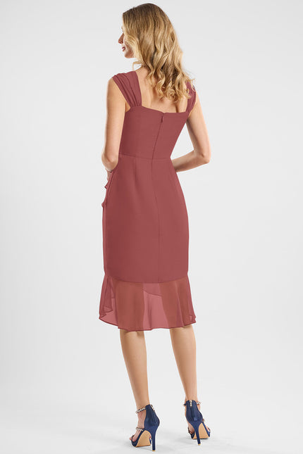 Robe Asymétrique Cocktail Bordeaux Volants - gallery 1