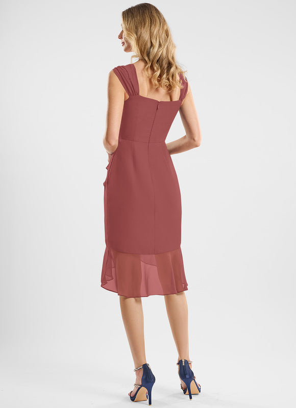 Robe Asymétrique Cocktail Bordeaux Volants - gallery 1