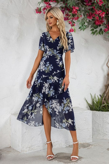 Robe Asymétrique Fleurie Midi - gallery 3