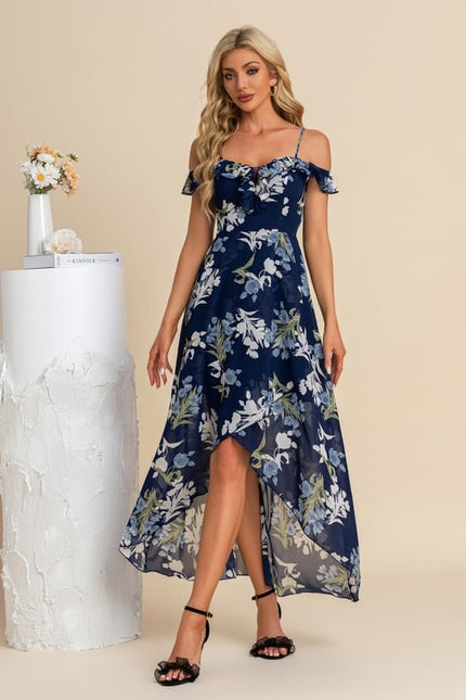 Robe Asymétrique Florale Verte - gallery 7
