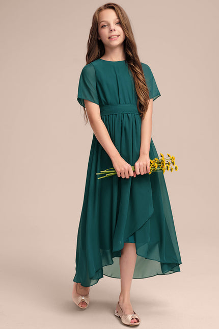 Robe Asymétrique Mousseline Émeraude
