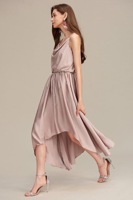Robe Asymétrique Satin Nude - gallery 3