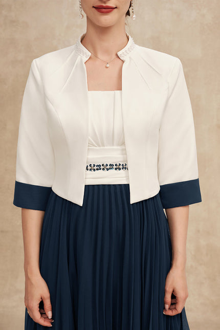 Robe Asymétrique Plissée Marine - gallery 8