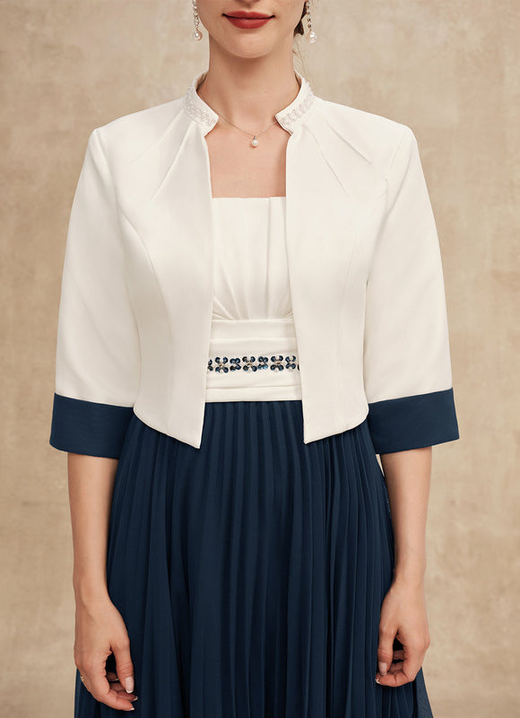 Robe Asymétrique Plissée Marine - gallery 8