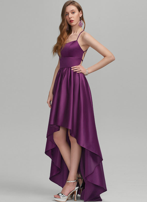 Robe Asymétrique Éclat De Satin Royal - gallery 3