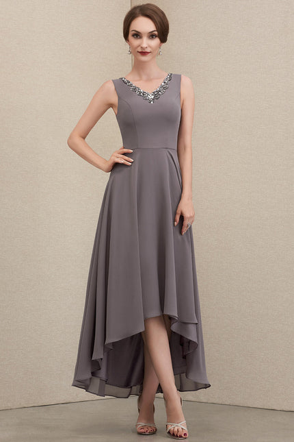 Robe Asymétrique Fluide Argentée - gallery 5