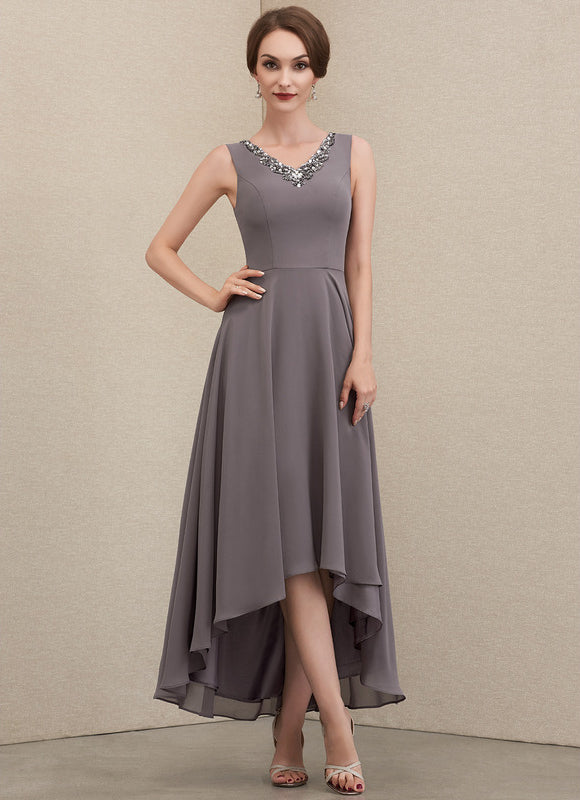 Robe Asymétrique Fluide Argentée - gallery 5