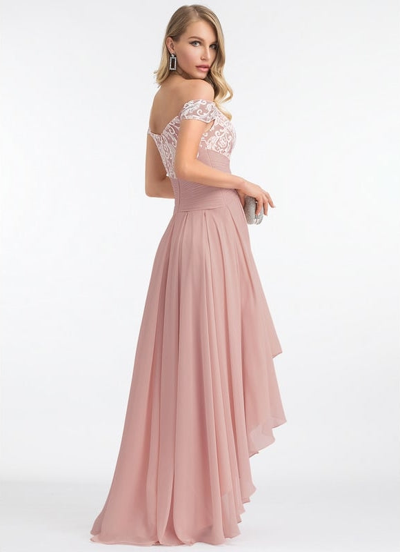 Robe Asymétrique Rosée Plissée - gallery 5