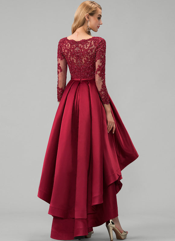 Robe Asymétrique Satin Bordeaux Chic - gallery 2
