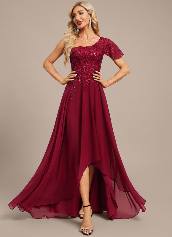 Robe Longue Asymétrique Rouge - gallery 1