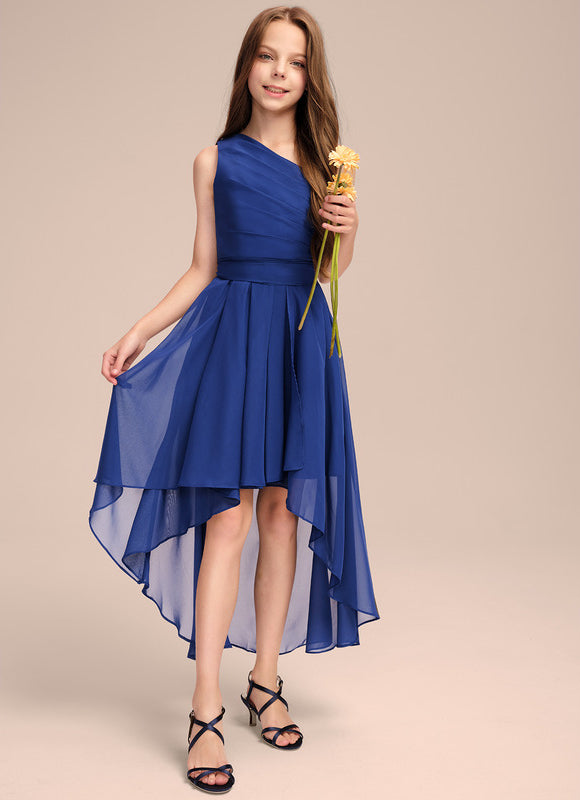 Robe Asymétrique Chiffon Bleu - gallery 1