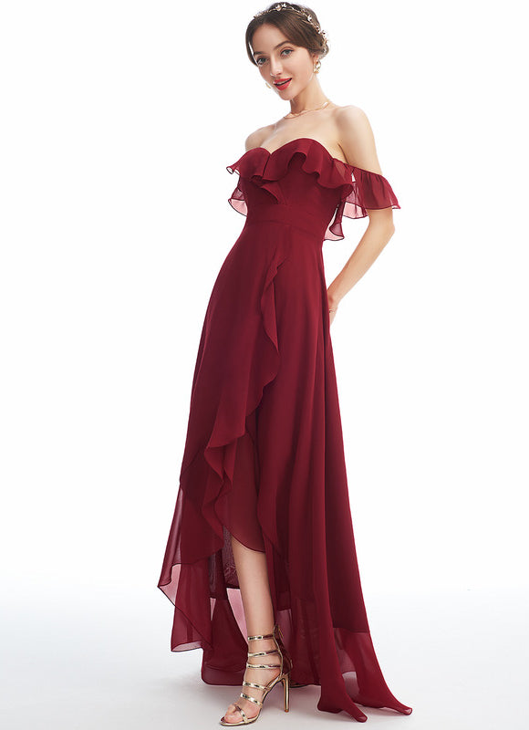 Robe Asymétrique Mousseline Volante