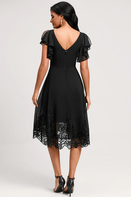 Robe Asymétrique Dentelle Élégante - gallery 5