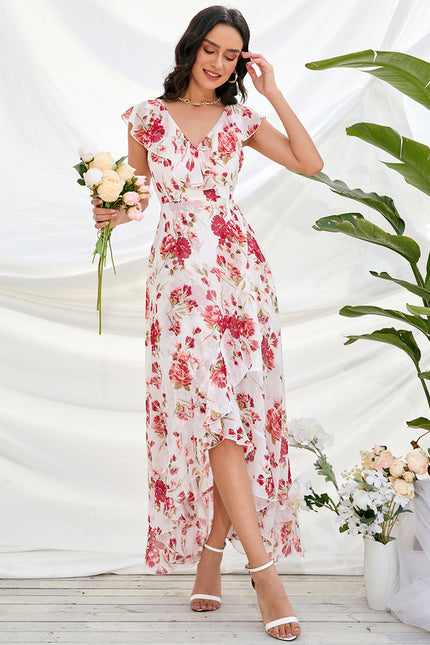 Robe Asymétrique Fleurie Midi - gallery 9