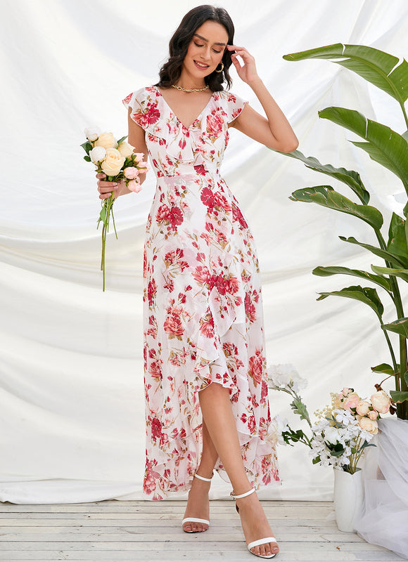 Robe Asymétrique Fleurie Midi - gallery 9