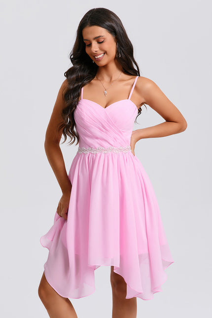 Robe Asymétrique Bal Rose Légère - gallery 4