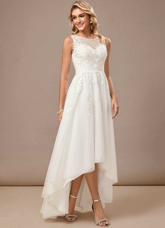 Robe Longue Asymétrique En Tulle - gallery 5