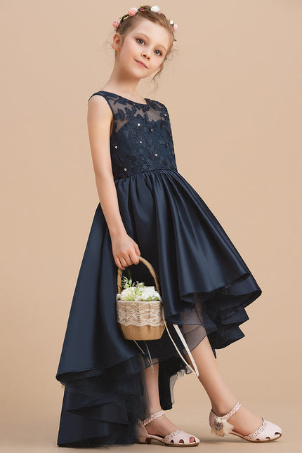 Robe Asymétrique Satin Fleurie - gallery 5