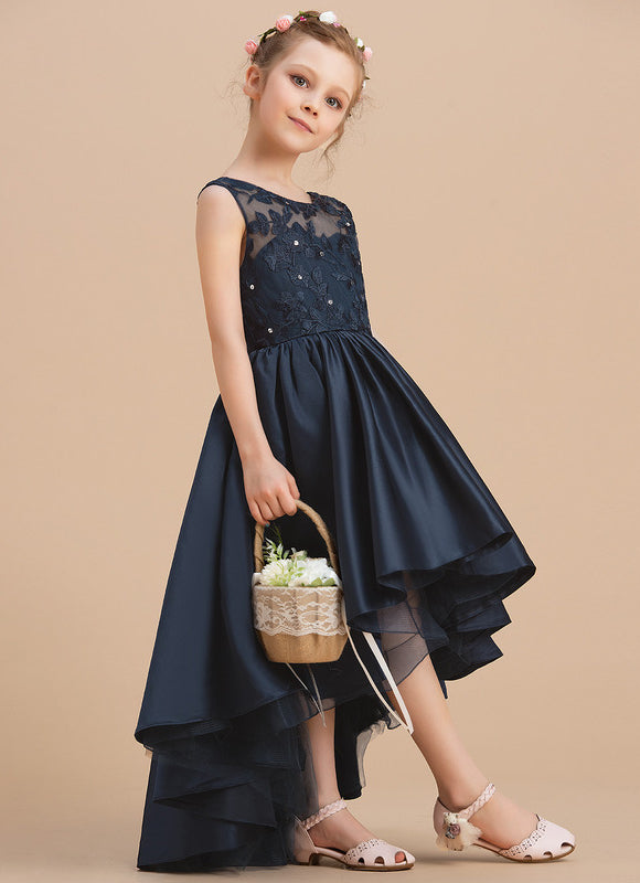 Robe Asymétrique Satin Fleurie - gallery 5