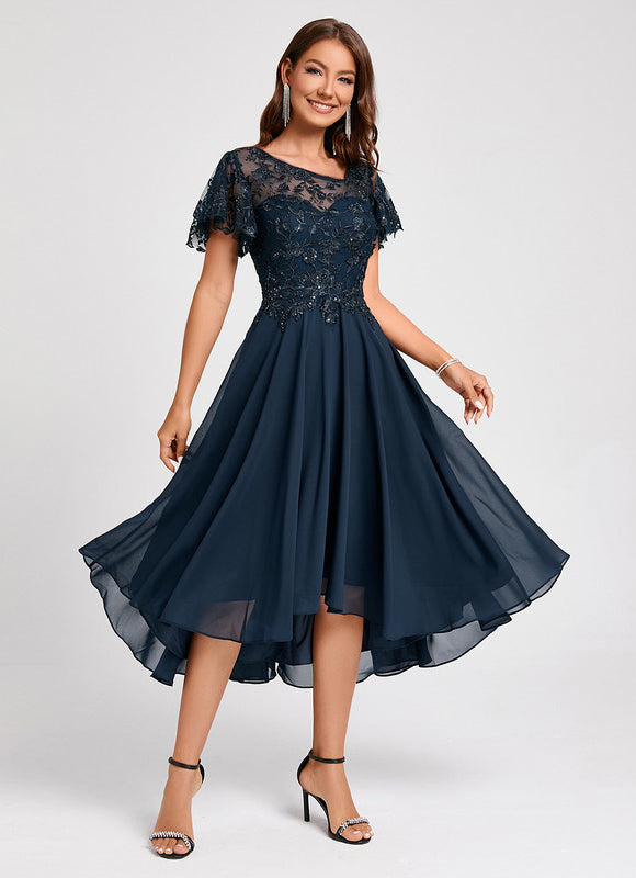Robe Asymétrique Élégante Marine