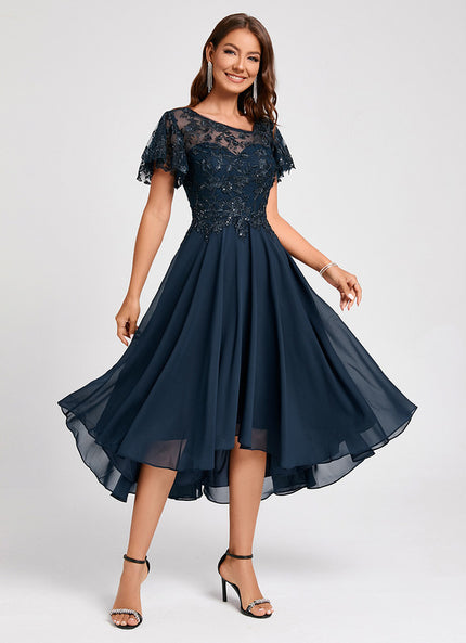 Robe Asymétrique Élégante Marine
