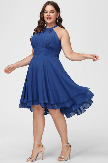 Robe Asymétrique Mousseline Prune - gallery 6