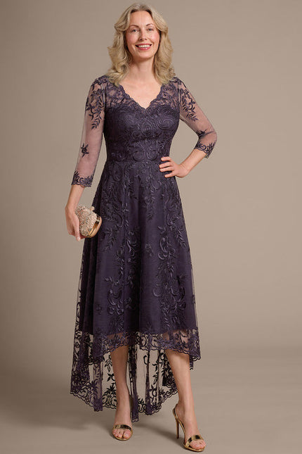 Robe Asymétrique Violette Brodée - gallery 6