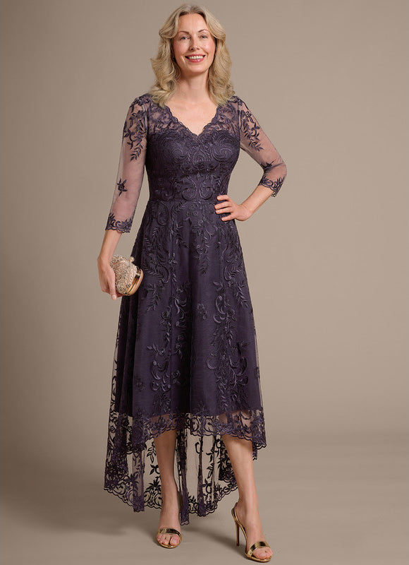 Robe Asymétrique Violette Brodée - gallery 6