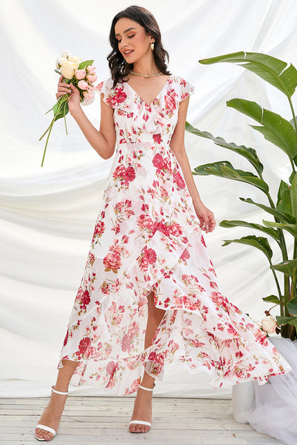 Robe Asymétrique Fleurie Midi - gallery 7
