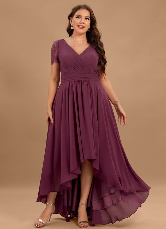 Robe Asymétrique Fluide Dentelle Marine - gallery 9