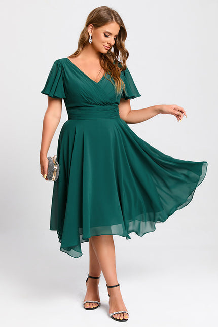 Robe Courte Asymétrique Coupe Trapèze À Volants - gallery 6