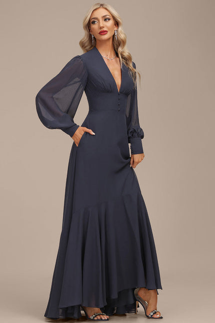 Robe Bleu Marine Asymetrique - gallery 1