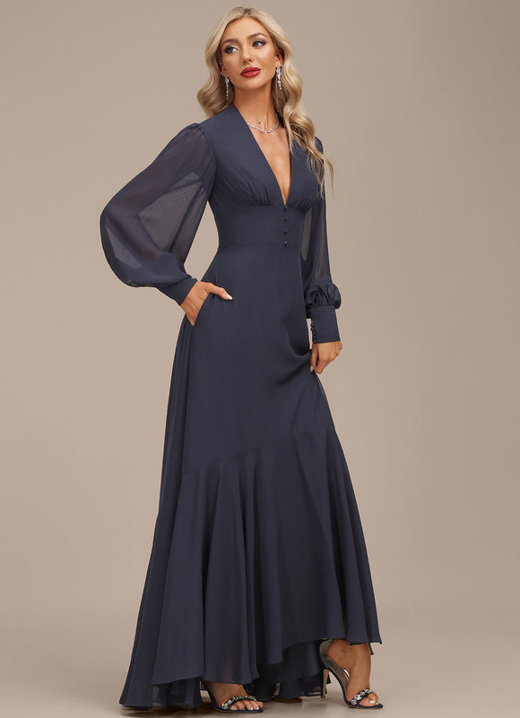 Robe Bleu Marine Asymetrique - gallery 1