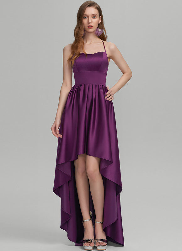 Robe Asymétrique Éclat De Satin Royal - gallery 1