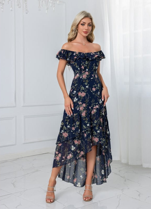 Robe Asymétrique Sirène Florale - gallery 4