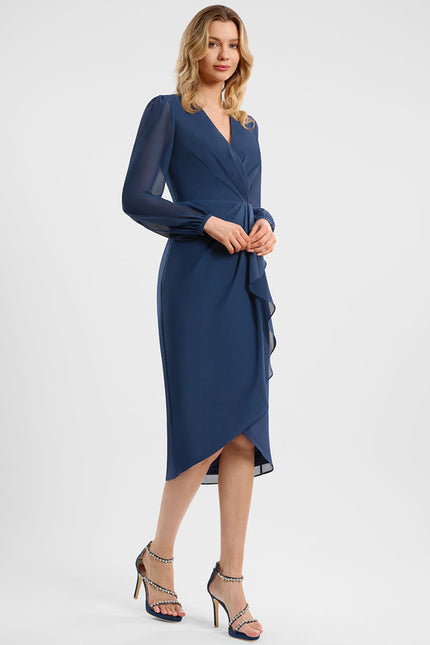 Robe Asymétrique Cocktail Bordeaux Volants - gallery 3
