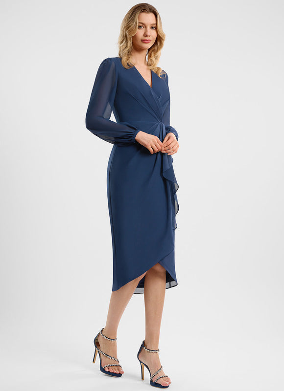 Robe Asymétrique Cocktail Bordeaux Volants - gallery 3