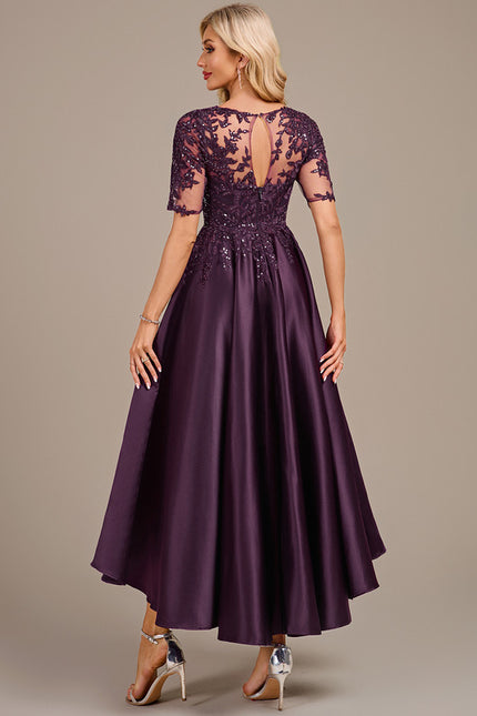 Robe Asymétrique Satin Violette - gallery 5